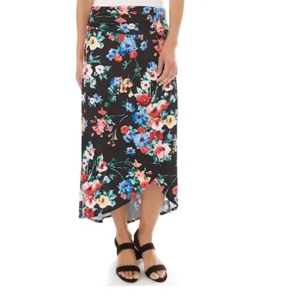 Apt. 9 Black Floral Wrap Skirt
